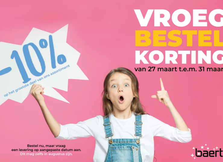 Vroegbestelkorting: 10% webkorting van 27 t.e.m. 31 maart